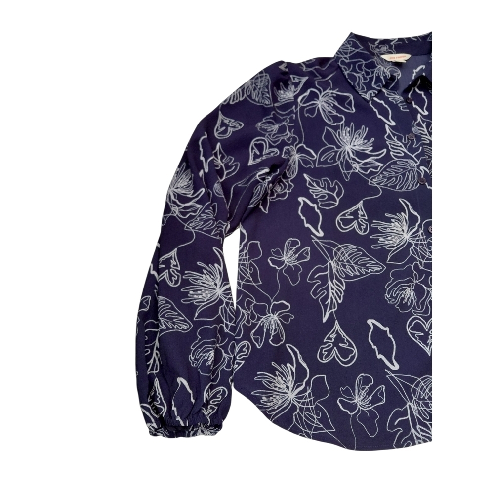 Joe Fresh Blue and White Patterned Blouse - Picture 3 of 5